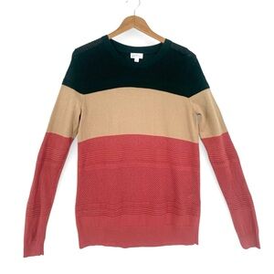 Market & Spruce Textured Colorblock Striped Sweater Open Weave Top Stripe